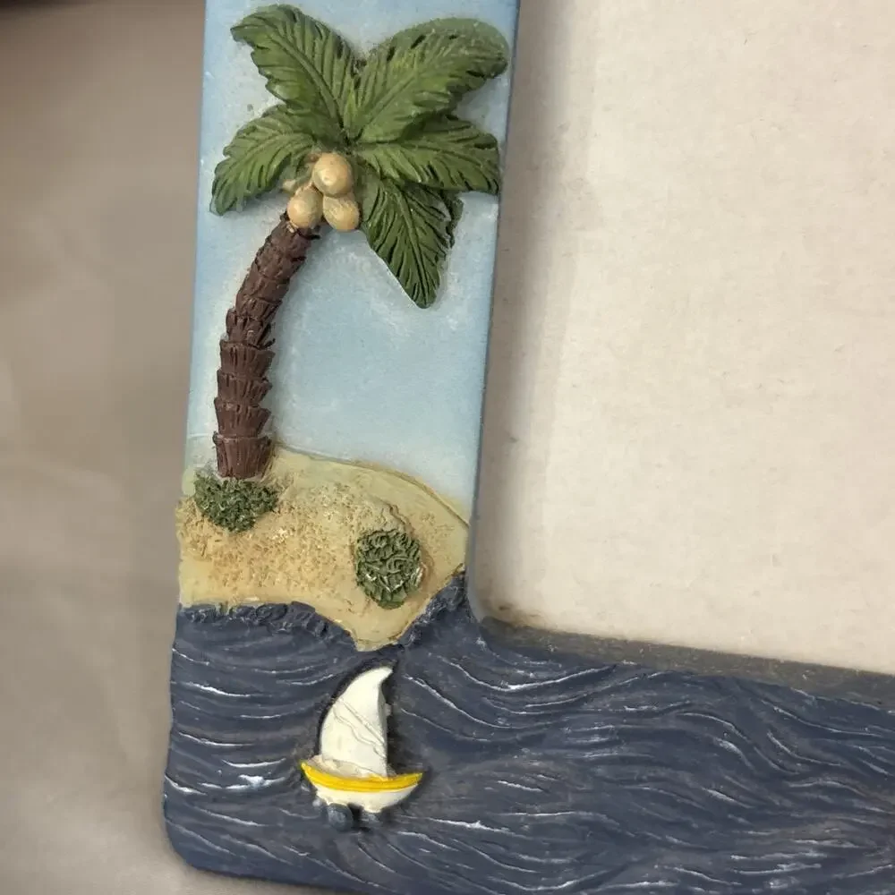 Jamaica Tropical Beach Picture Frame Palm Tree Lighthouse 3.5x5 Photo Souvenir V